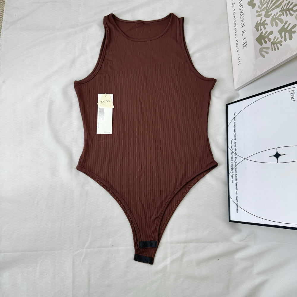 Sleeveless Placket One-Piece Suit PinTow