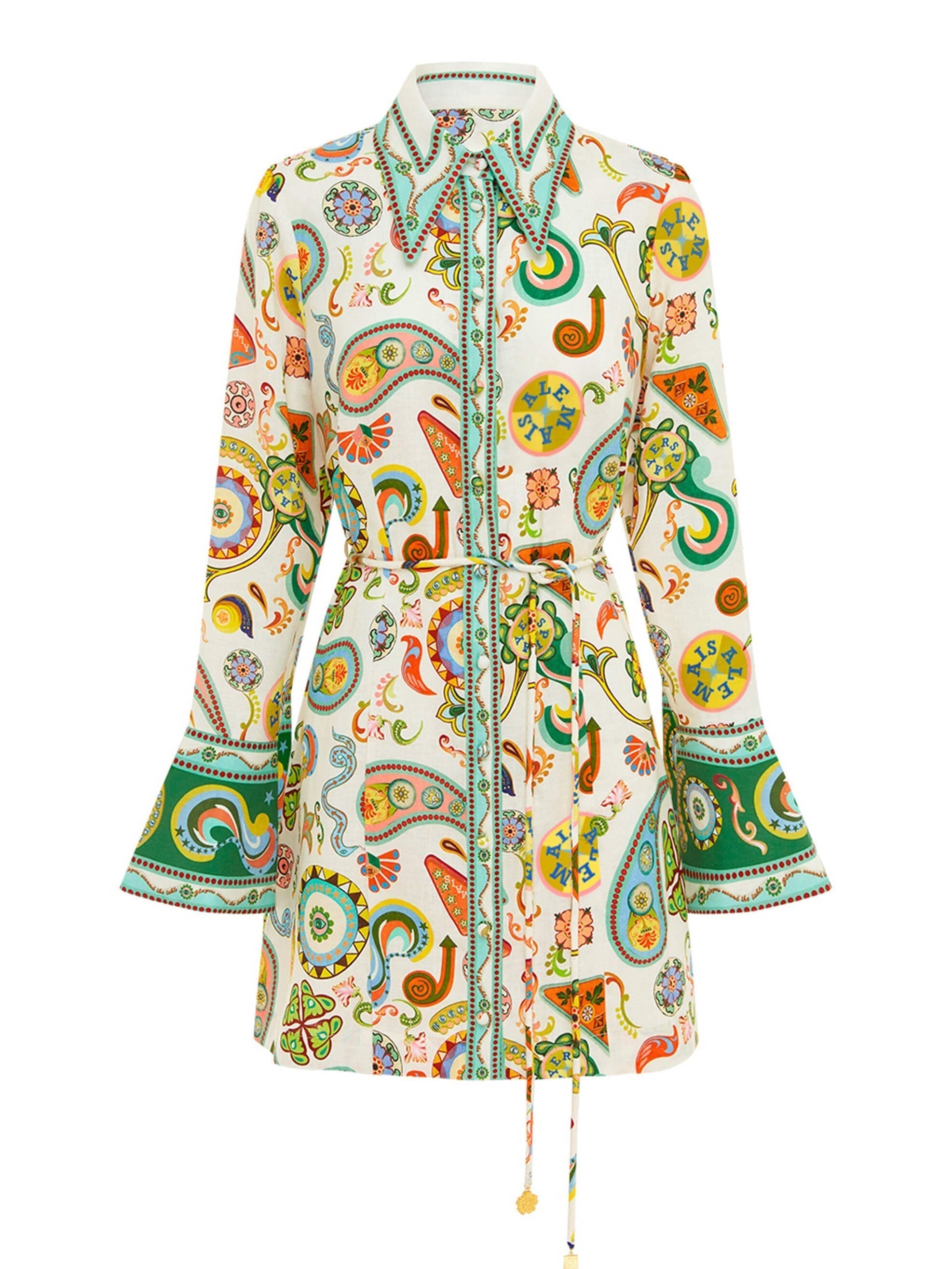 Exquisite And Fashionable Printed Trumpet Sleeve Mini Dress Newgew Dresses