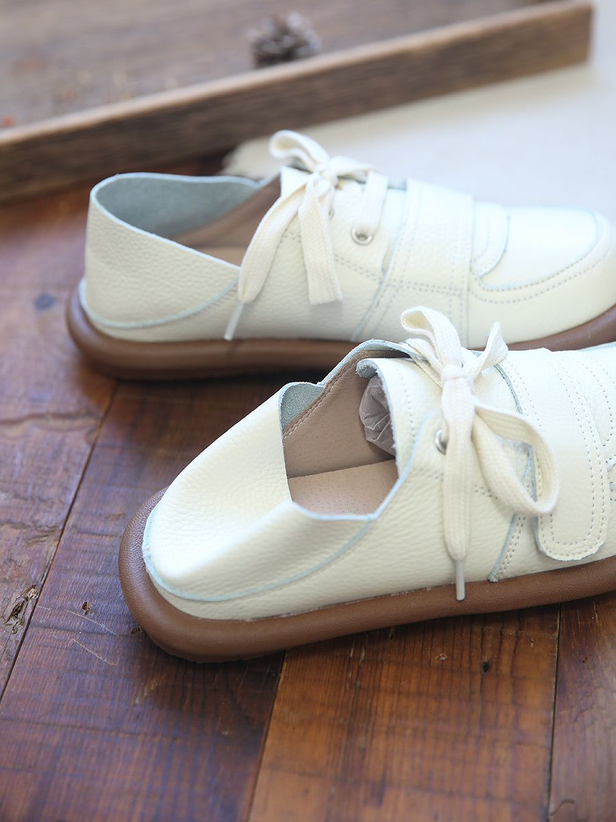 Women Retro Leather Flat Soft Casual Shoes Newgew Shoes