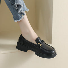 Women Retro Casual Soft Leather Thick Soled Loafers Newgew Shoes