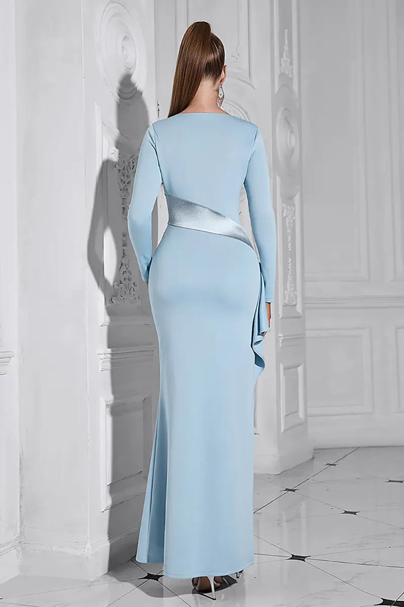 Asymmetrical Neckline Long Sleeve Dress Newgew Dresses