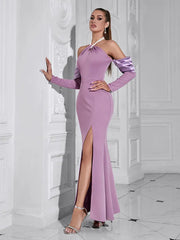 Pearl Halter Neck Long Sleeve Dress Newgew Dresses