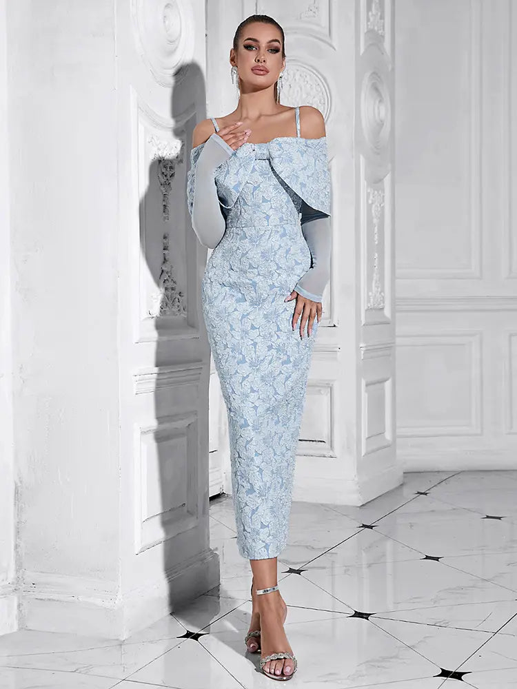 Elegant One-Shoulder Floral Mesh Dress Newgew Dresses