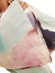 Abstract Watercolor Print Ultra-Long Dress Newgew Dresses
