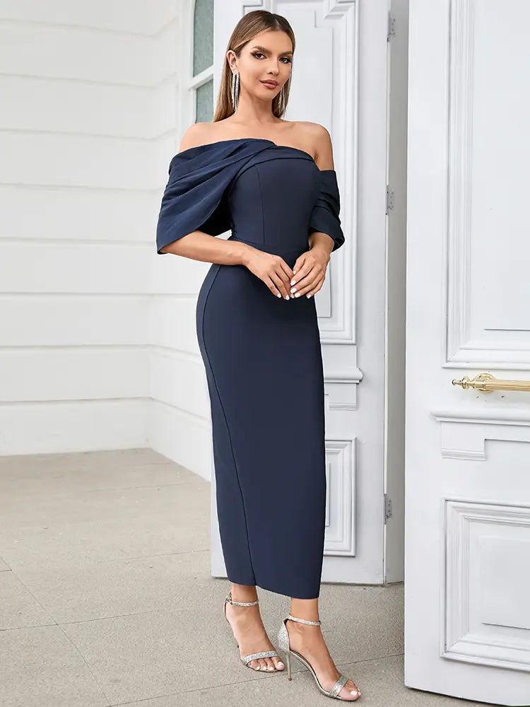 Pleated Bodycon Evening Gown Newgew Dresses