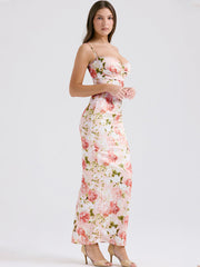 Pink Peony Satin Maxi Dress Newgew Dresses