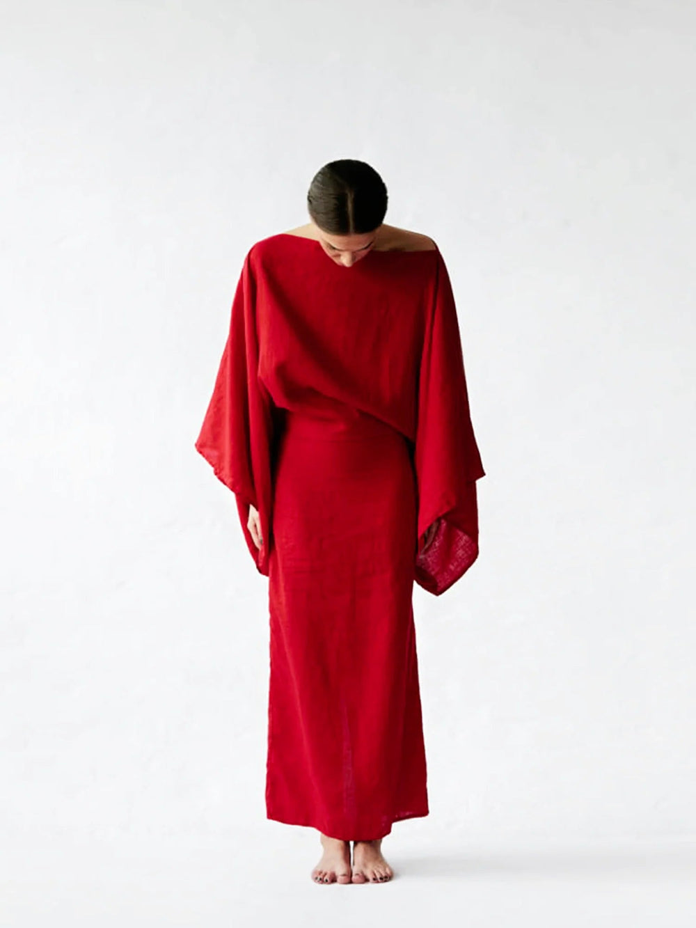 Crimson Linen Breeze Kimono Dress Newgew Dresses