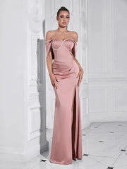 Elegant One-Shoulder Diamond-Detail Gown Newgew Dresses