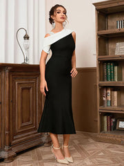 Colorblock Asymmetrical Bodycon Dress Newgew Dresses