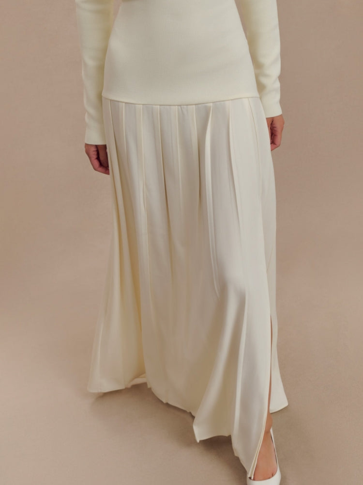 Knit Off Shoulder Maxi Dress - Ivory Newgew Dresses