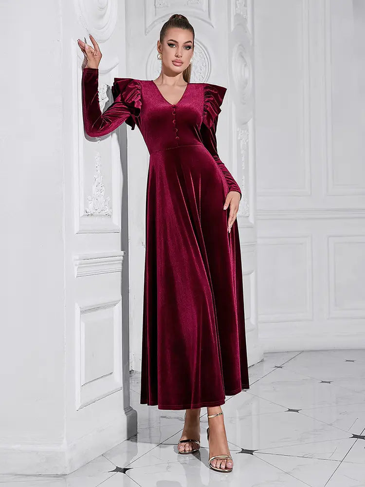 Elegant V-Neck Maxi Dress Newgew Dresses