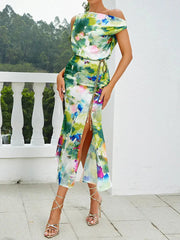 Off-Shoulder Floral Slit Dress Newgew Dresses