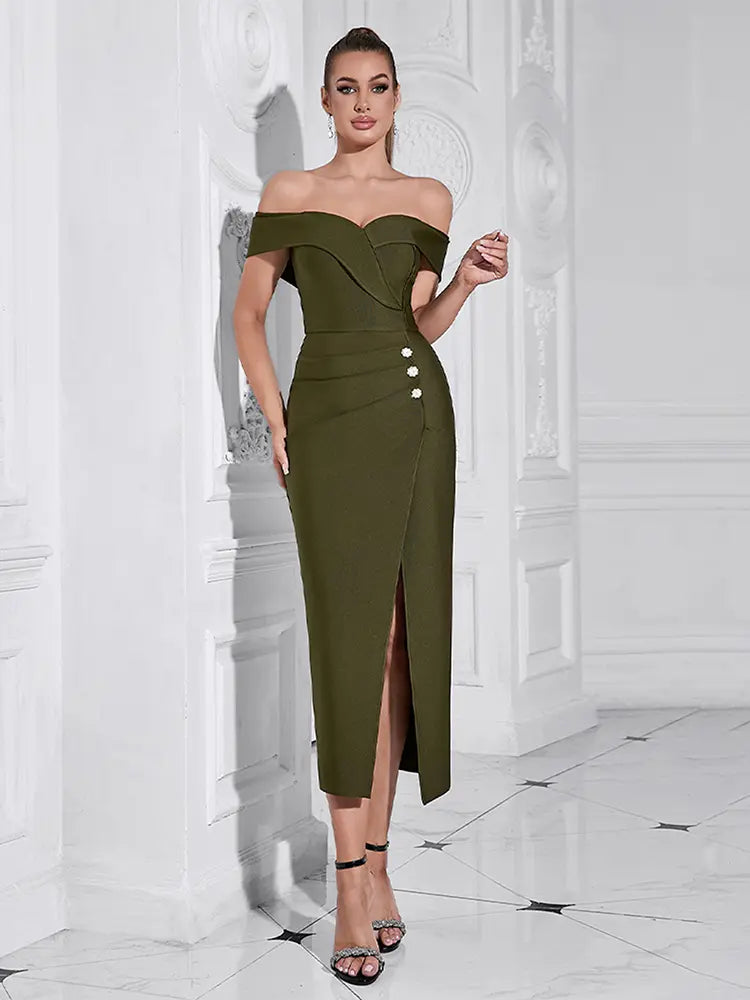 Strapless Slit Bandage Evening Dress Newgew Dresses