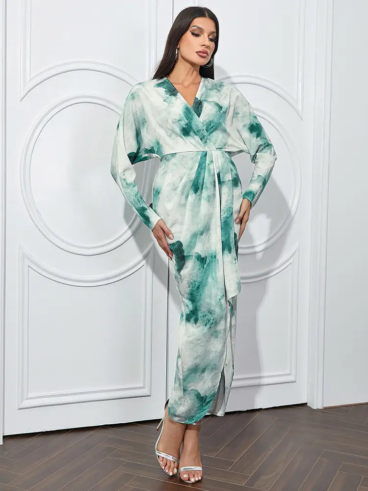 Vintage V-Neck Long Sleeve Dress Newgew Dresses