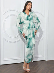 Vintage V-Neck Long Sleeve Dress Newgew Dresses