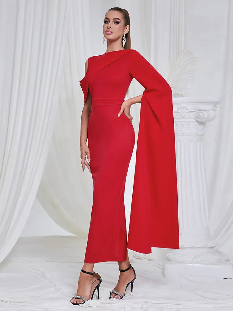 Asymmetrical Shoulder Slit Evening Dress Newgew Dresses