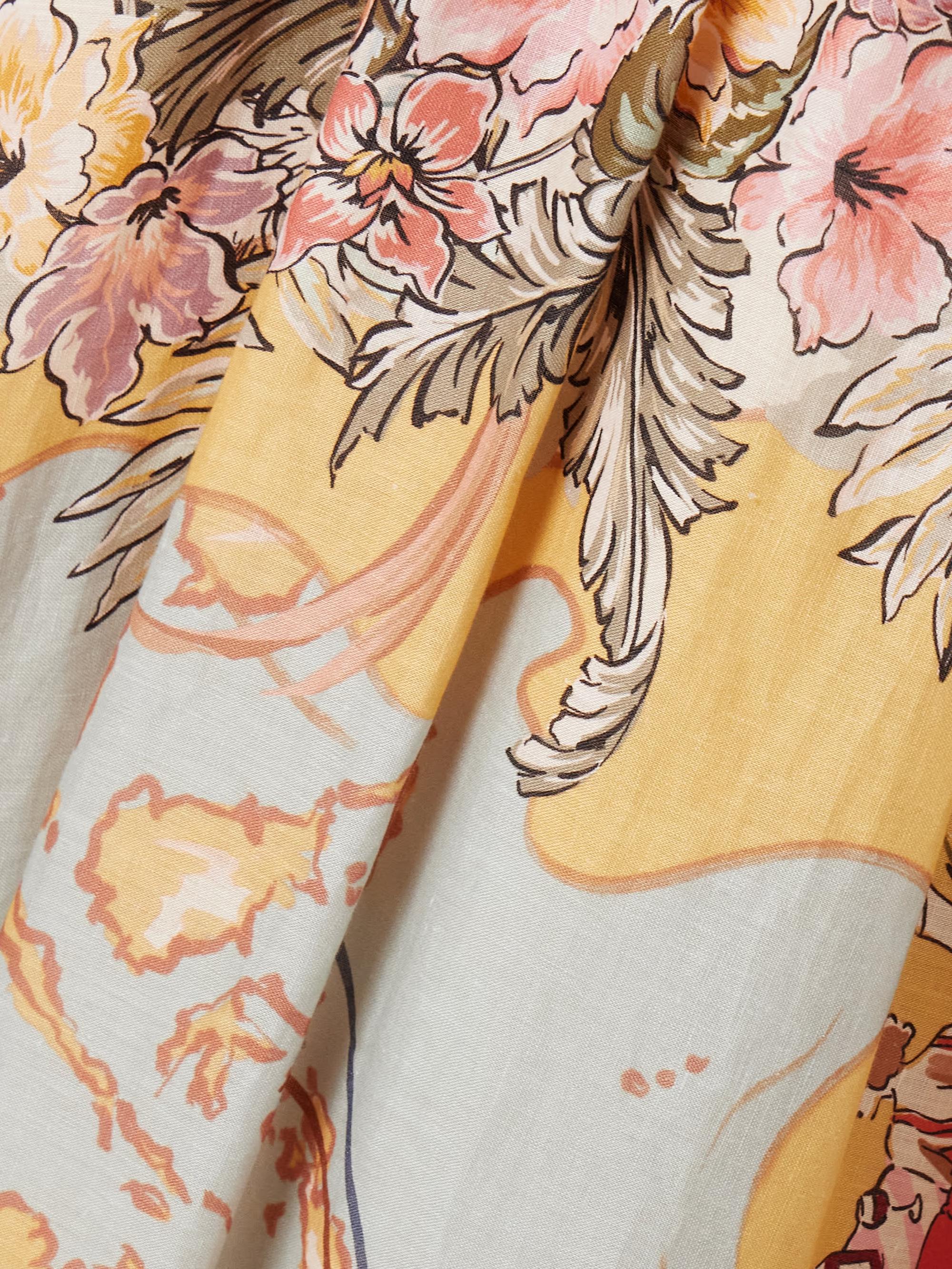 Tallow Pleated Printed Linen Midi Dress Newgew Dresses