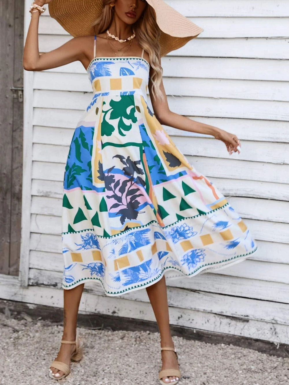 Patchwork Slip Maxi Dress: Abstract Colorful Printed Newgew Dresses