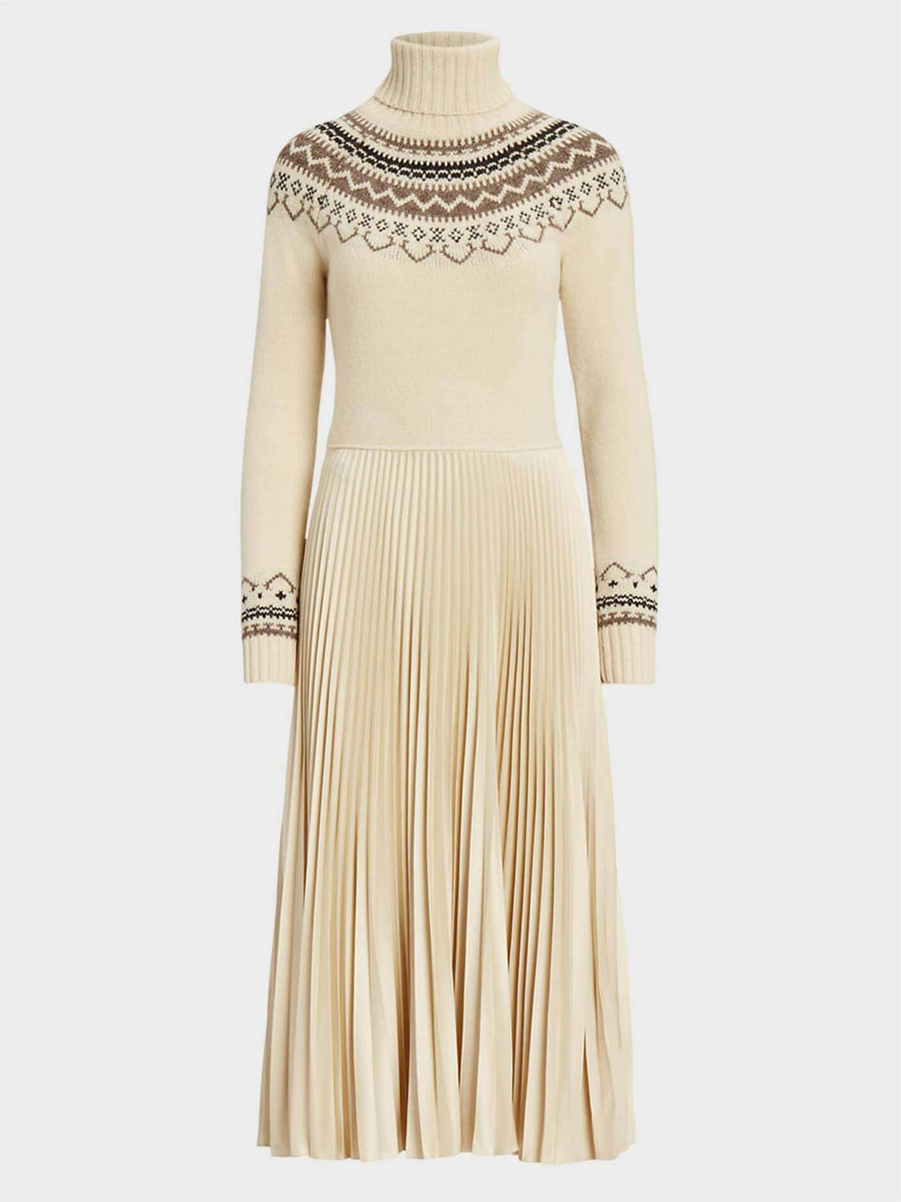 Hybrid Sweater-Pleated Turtleneck Dress Newgew Dresses