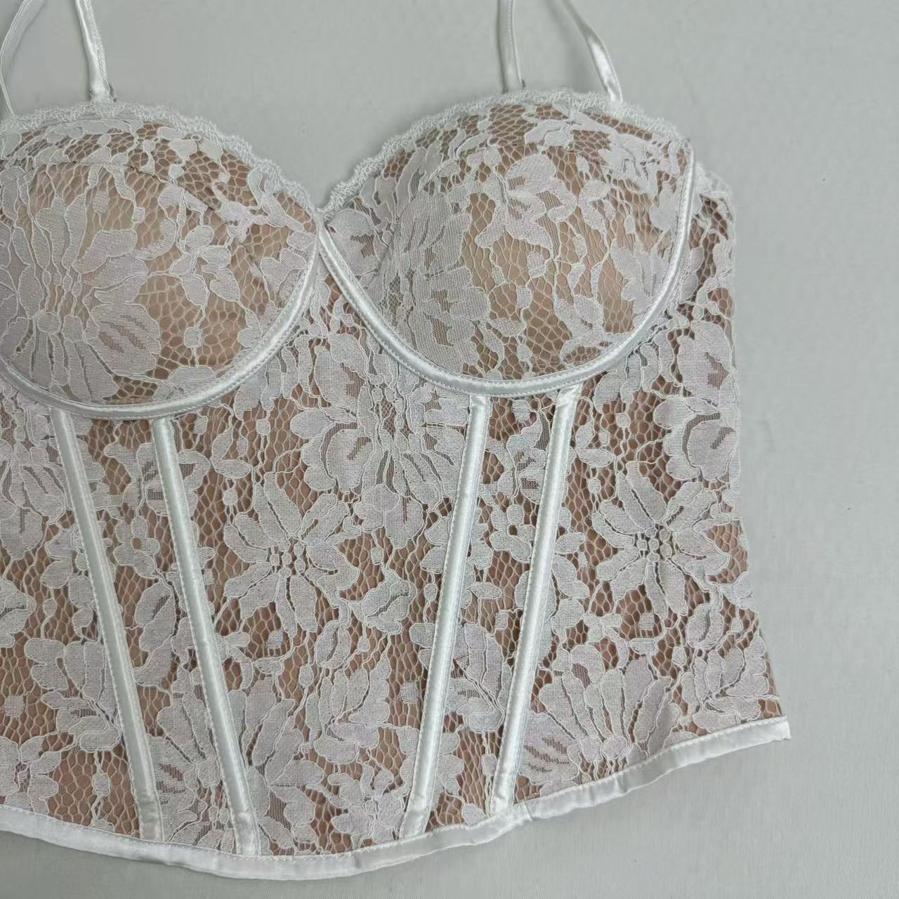 Lace Inner Layer Push-Up Fishtail Bra PinTow