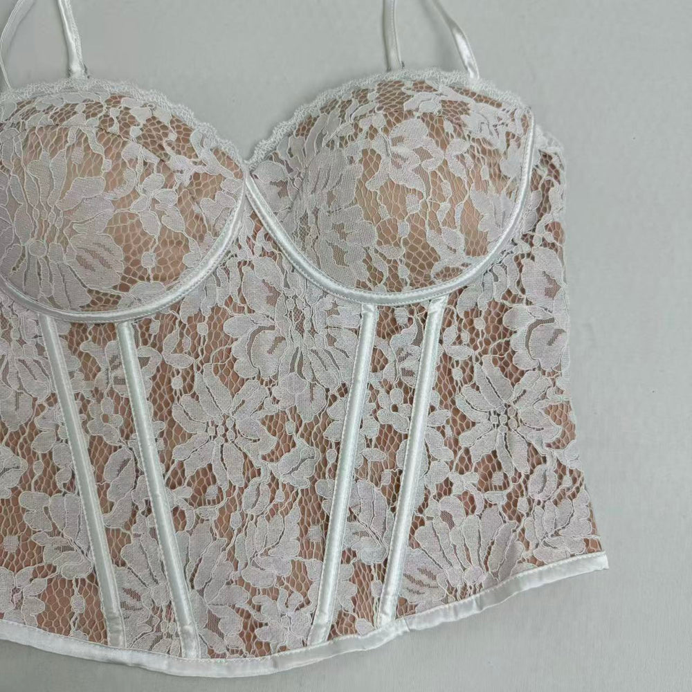 Lace Inner Layer Push-Up Fishtail Bra PinTow