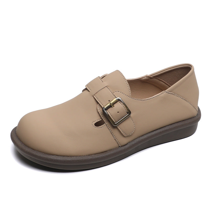 Women Retro Soft Leather Flat Casual Shoes Newgew Shoes