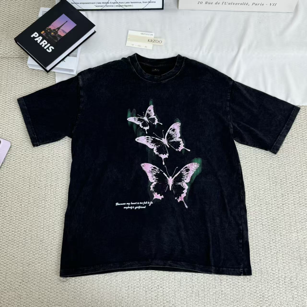 Butterfly Washed Distressed Vintage T-Shirt PinTow