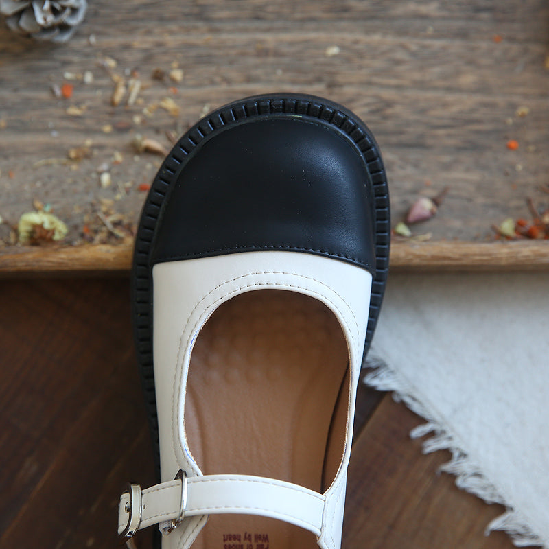 Women Retro Patchwork Mary Jane Casual Shoes Newgew Shoes