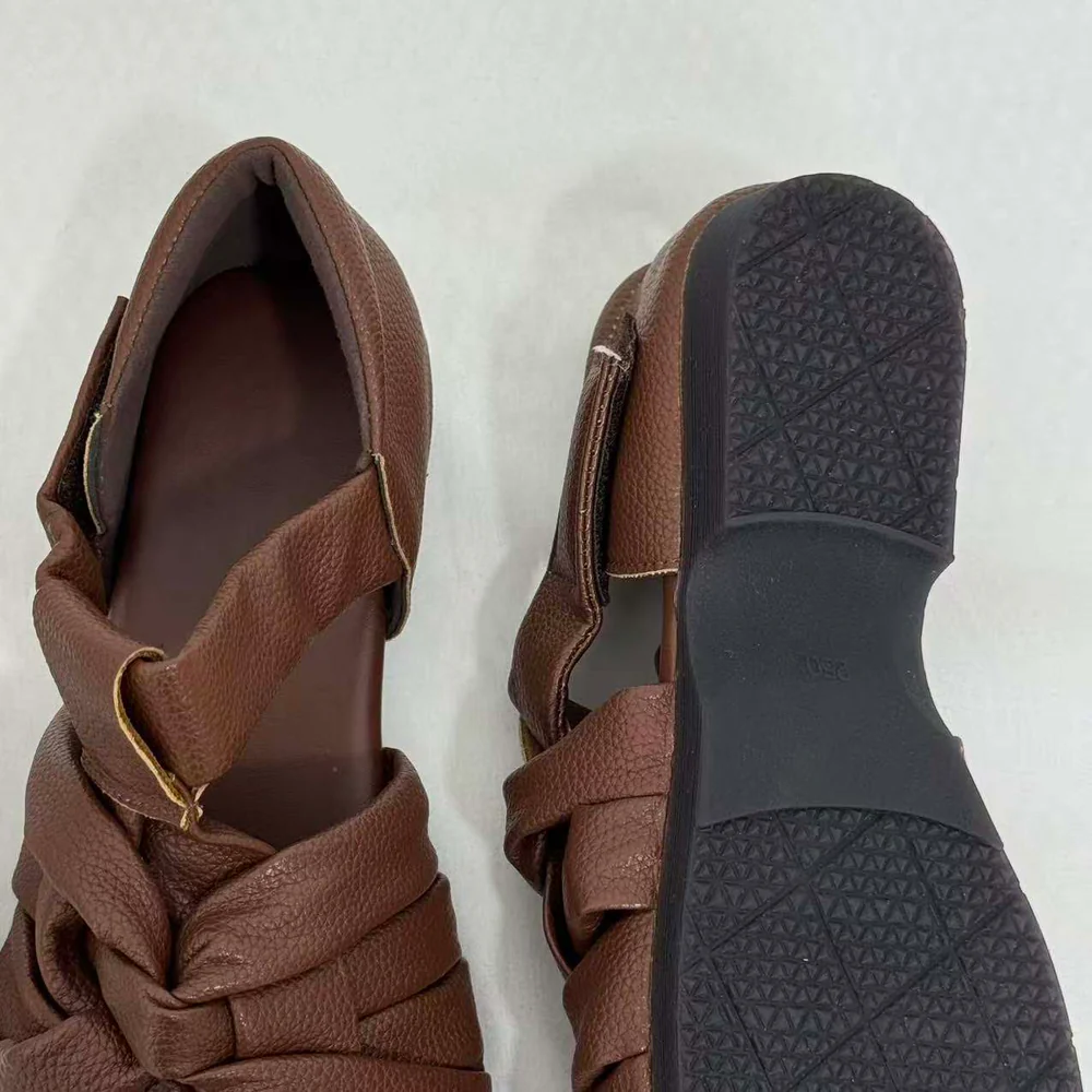 Hand-Woven Top-Grain Leather Sandals PinTow