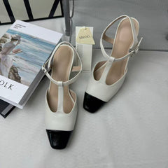 Retro Color-Block Open-Toe Sandals PinTow