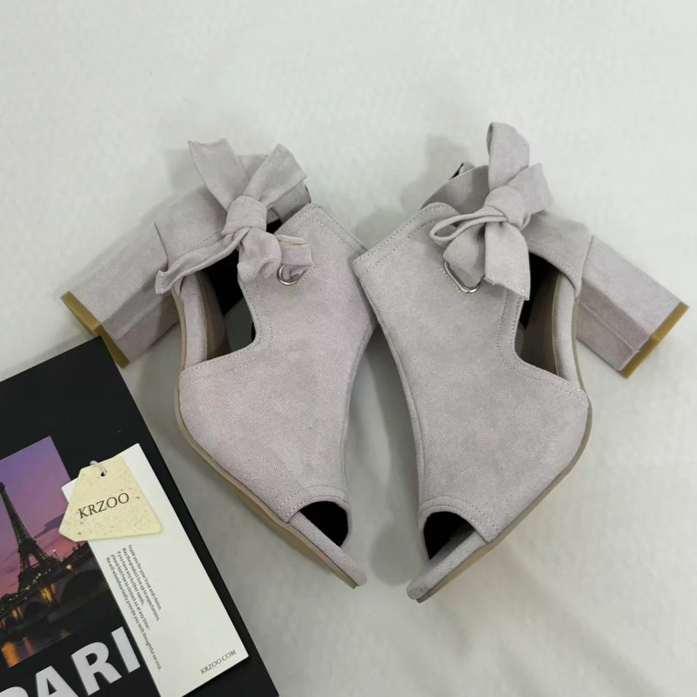 Side-Cutout Lace-Up Block-Heel Sandals PinTow