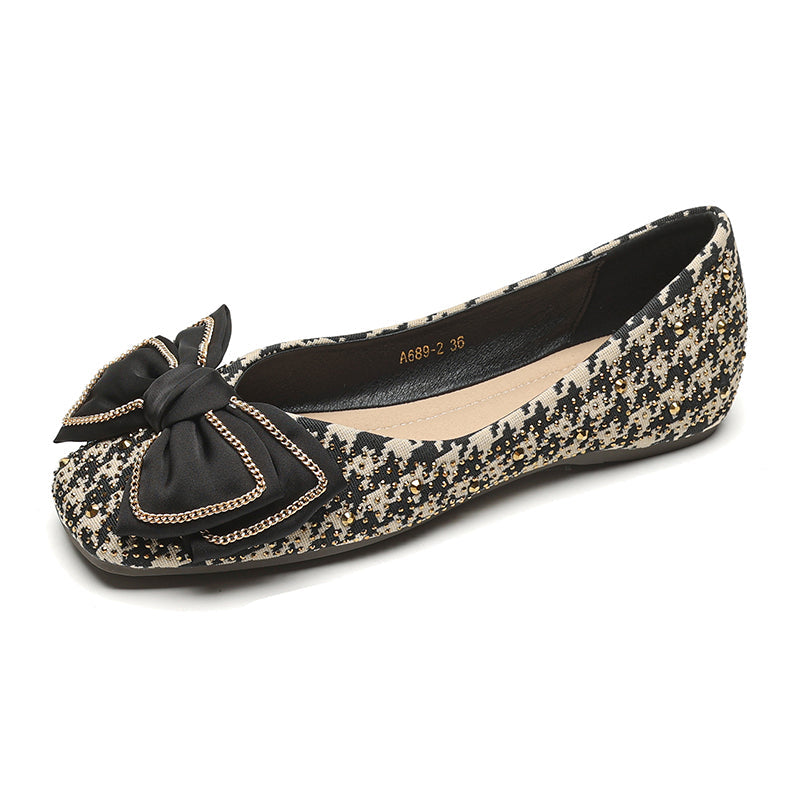 Women Fashion Bowknot Soft Leather Flats Newgew Shoes