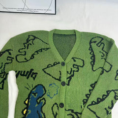 Street Cartoon Cardigan Sweater PinTow