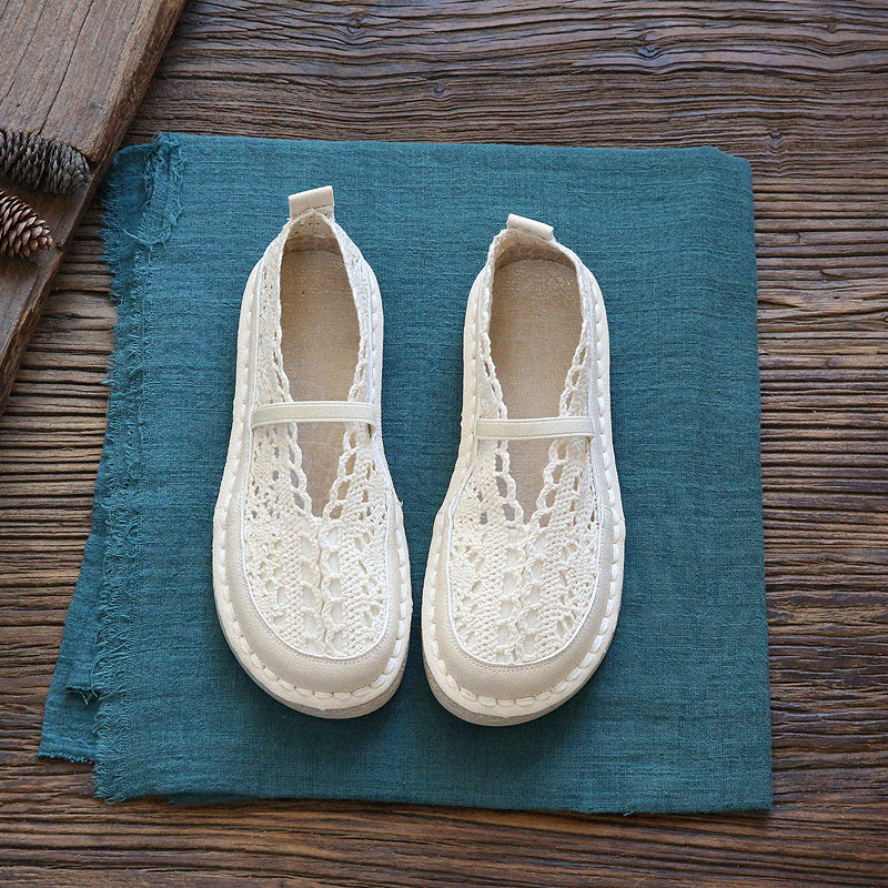 Women Retro Hollow Soft Flats Casual Shoes Newgew Shoes
