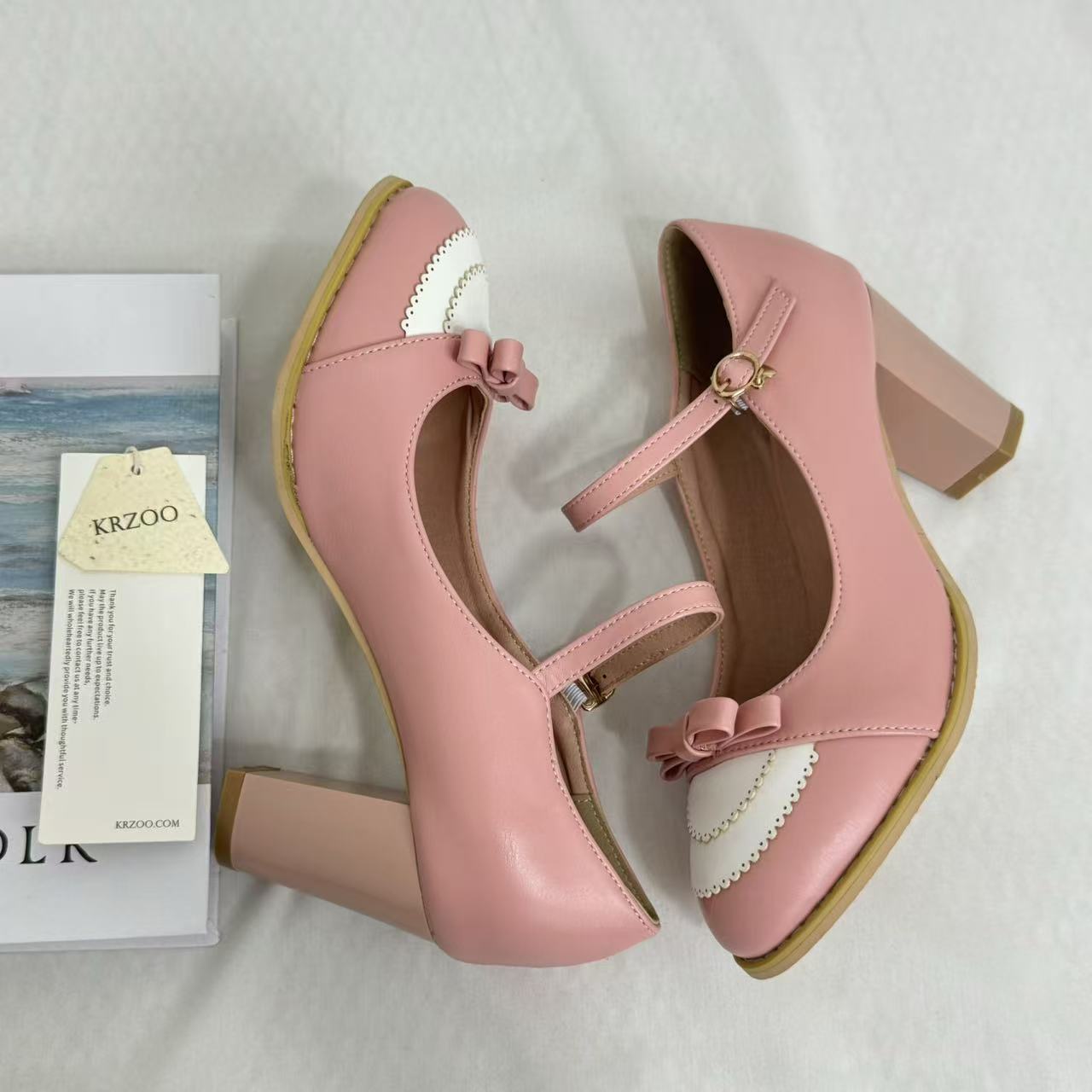 Color-Block Burnout T-Strap Sandals PinTow
