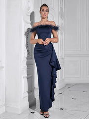 Off-Shoulder Ruffle Fitted Gown Newgew Dresses