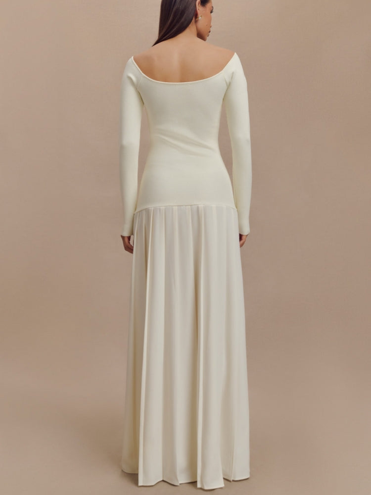 Knit Off Shoulder Maxi Dress - Ivory Newgew Dresses
