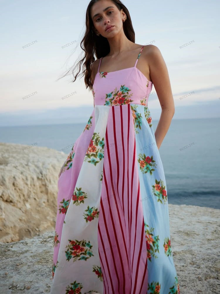 Graffiti Print Sleeveless A-Line Maxi Dress Newgew Dresses