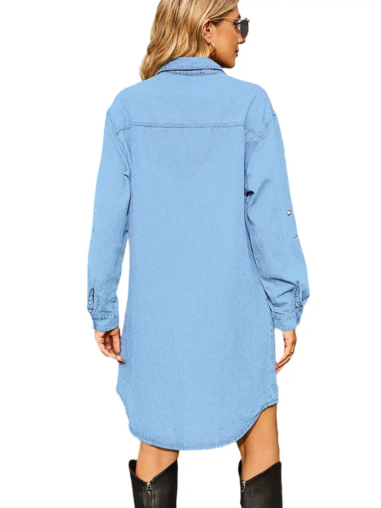 Relaxed Fit Adjustable Denim Dress Newgew Dresses