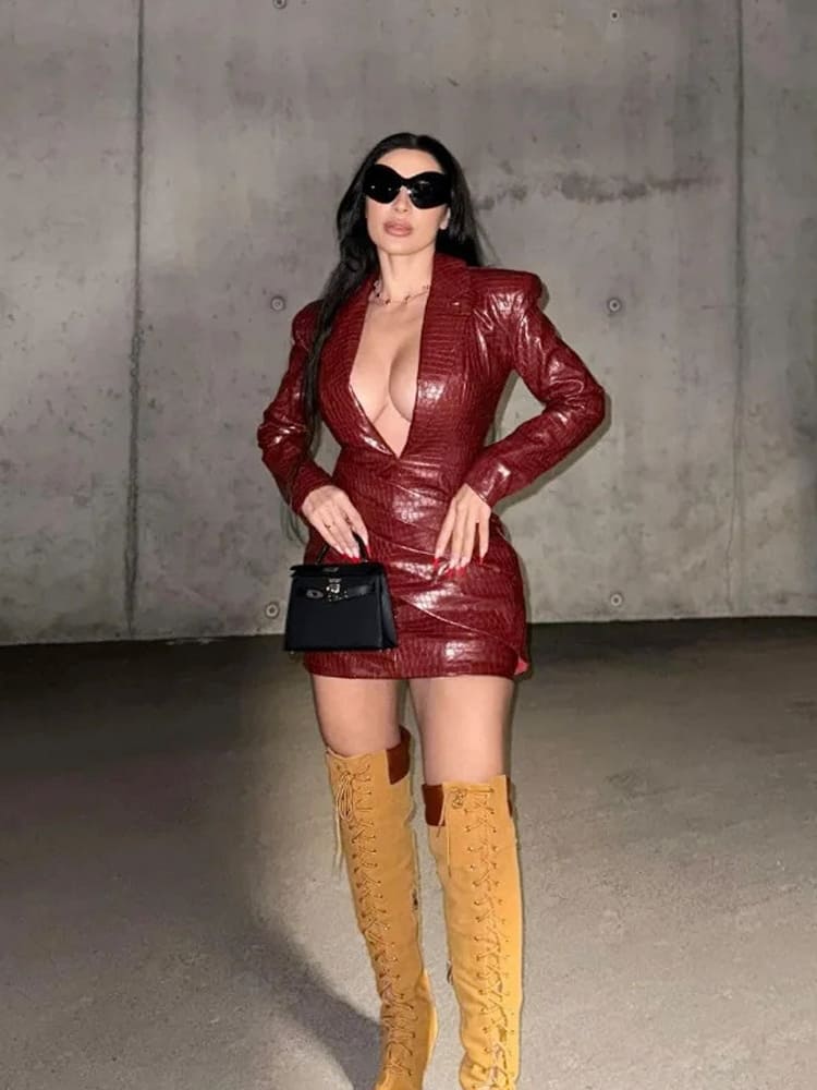 Plunging V Bodycon Dress Newgew Dresses