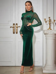Velvet Mesh Sleeve Dress Newgew Dresses