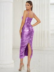 Ruched Spaghetti Strap Evening Gown Newgew Dresses