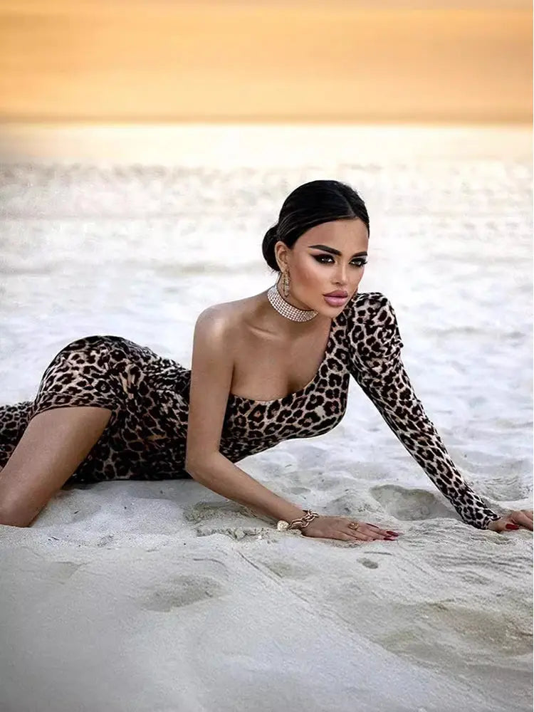 Off-Shoulder Leopard Print Dress Newgew Dresses