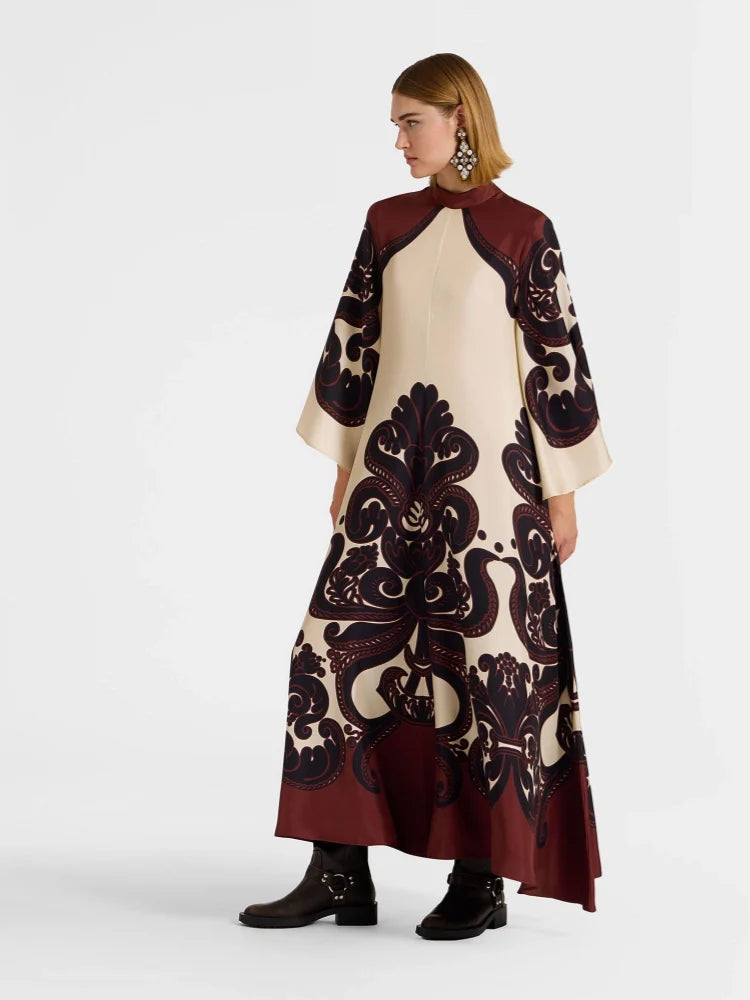 Grenadilla Print Satin Dress Newgew Dresses
