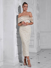 Strapless Back-Slit Jacquard Evening Gown Newgew Dresses