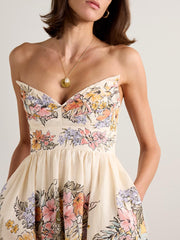 Tallow Pleated Printed Linen Midi Dress Newgew Dresses