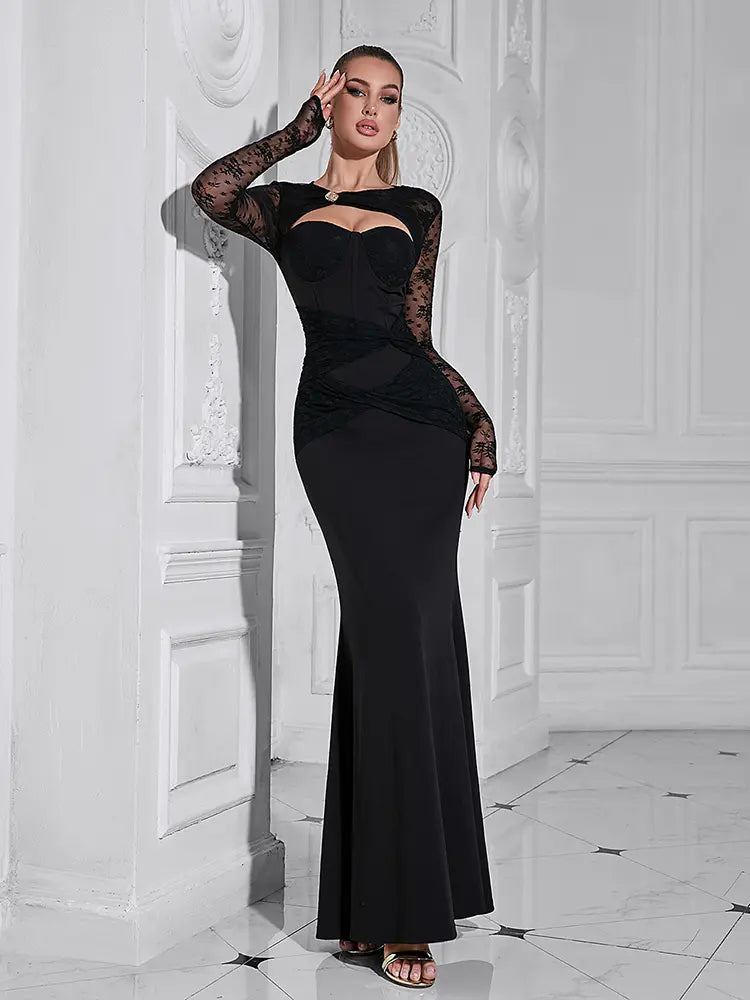 Hollow Neck Long Sleeve Dress Newgew Dresses