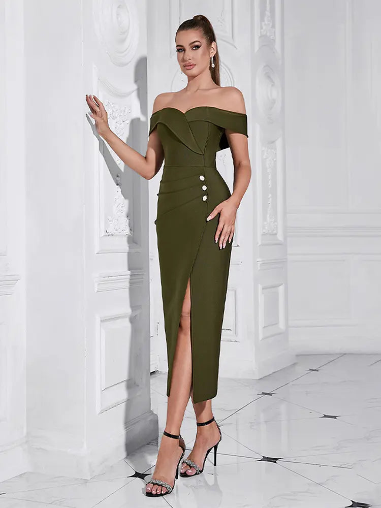 Strapless Slit Bandage Evening Dress Newgew Dresses