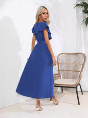 Vintage Ruffle V-Neck Dress Newgew Dresses