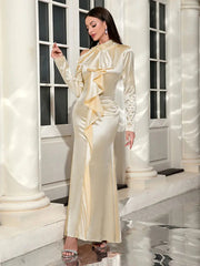 Long Sleeve Off-Shoulder Tie Dress Newgew Dresses
